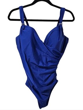 Miraclesuit Razzle Dazzle Siren One-Piece Swimsuit Underwire 16 Azul Blue NWT